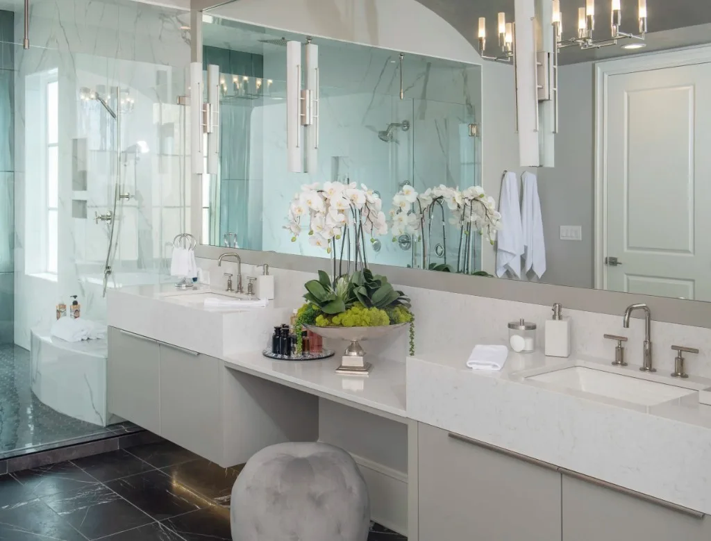Sugarloaf Residence — vanity detail in honed marble